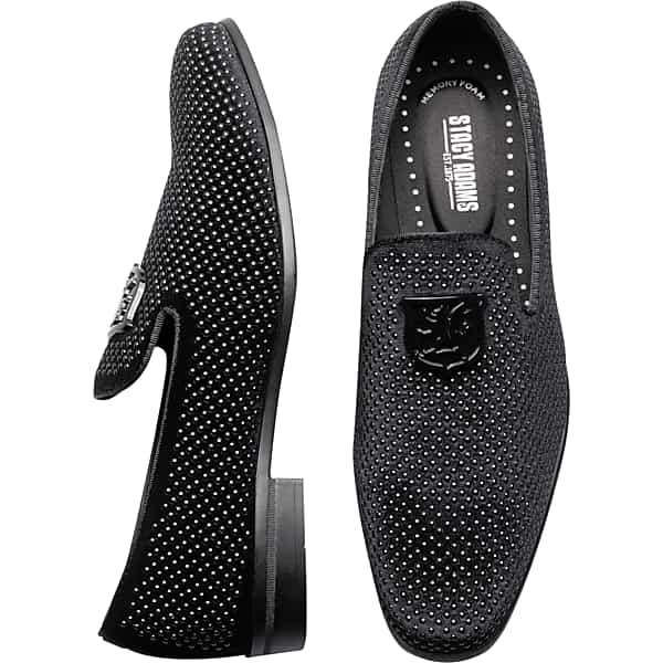 Stacy Adams Men's Swagger Studded Ornament Formal Smoking Loafers Black/Black - Size: 9 D-Width TMW427T90402