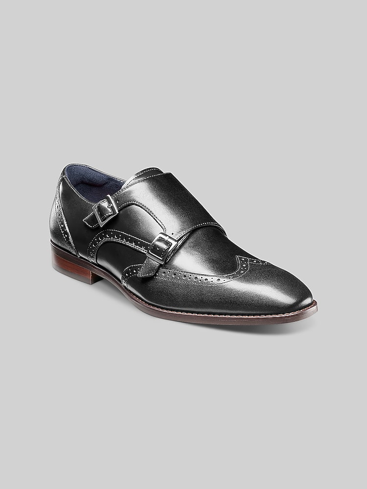 Karson Leather Wingtip Monk Strap Dress Shoes