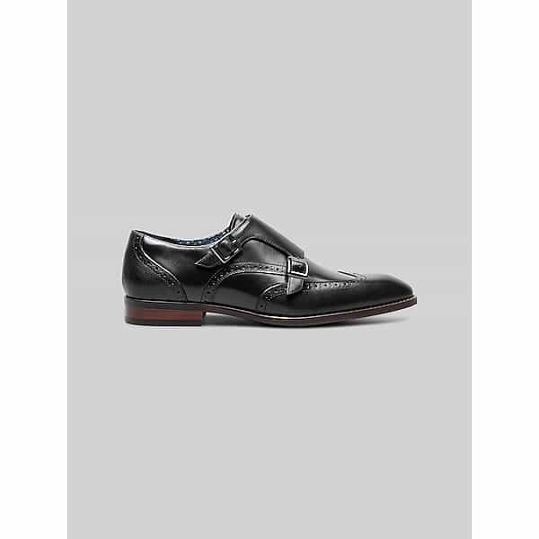 Stacy Adams Men's Karson Leather Wingtip Monk Strap Dress Shoes Black - Size: 8 D-Width