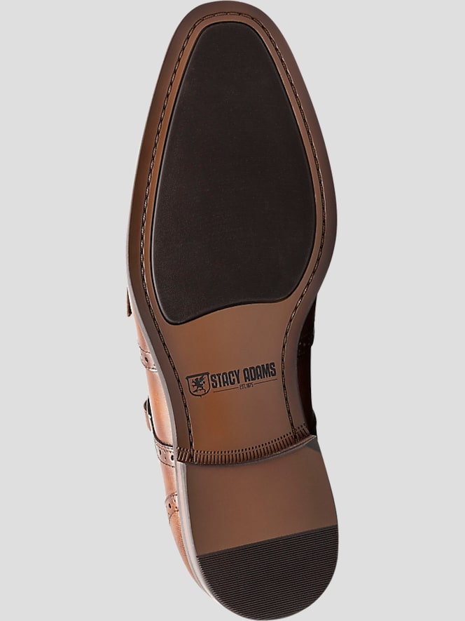 Stacy Adams Karson Leather Wingtip Monk Strap Dress Shoes