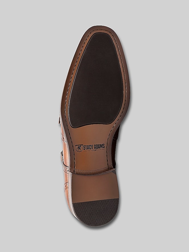 Stacy Adams Karson Leather Wingtip Monk Strap Dress Shoes