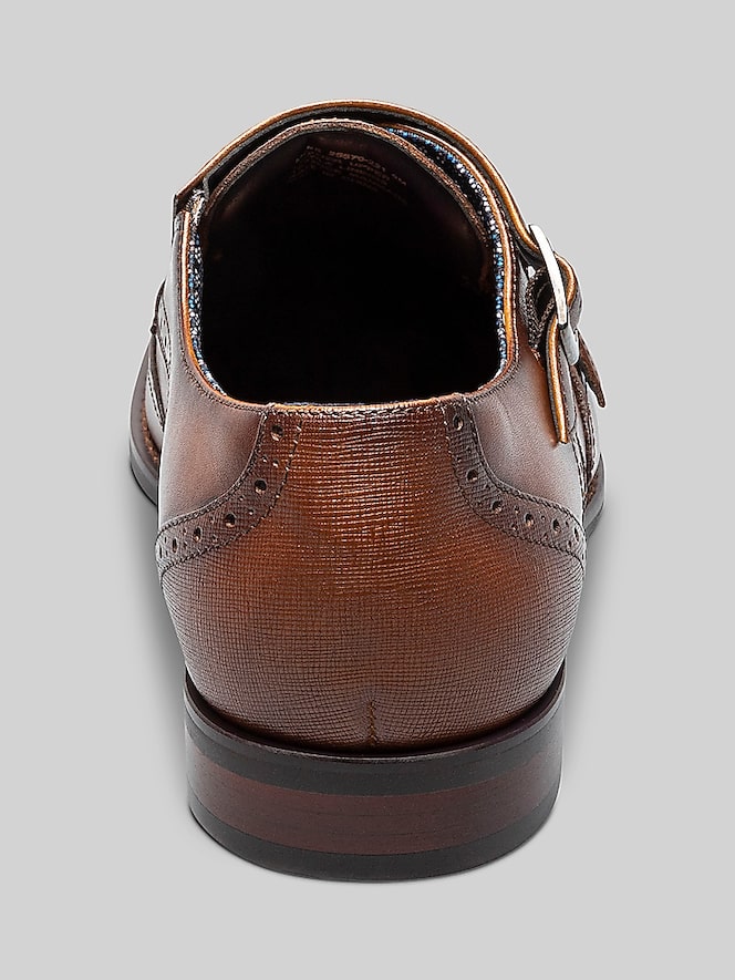 Stacy Adams Karson Leather Wingtip Monk Strap Dress Shoes