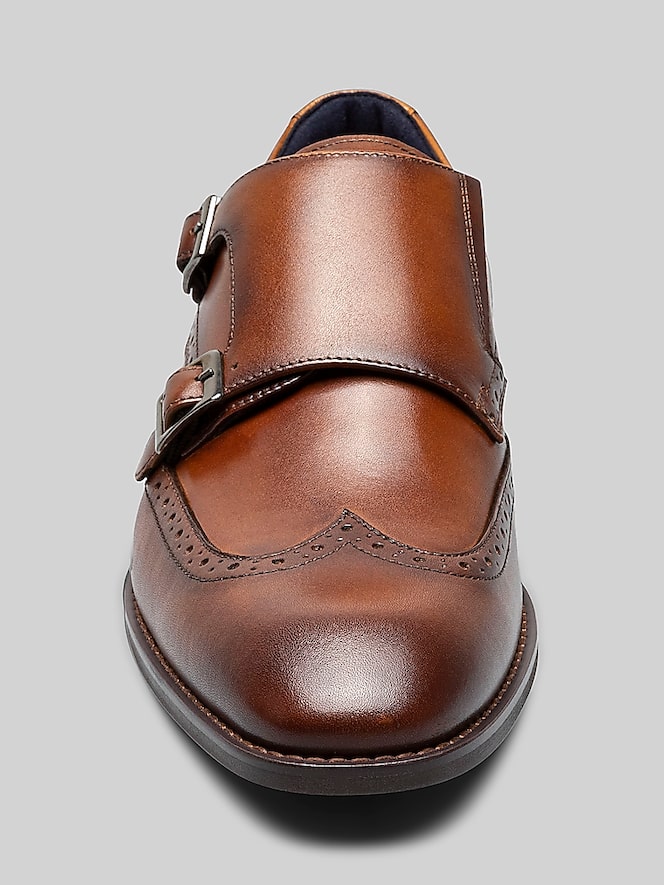 Stacy Adams Karson Leather Wingtip Monk Strap Dress Shoes
