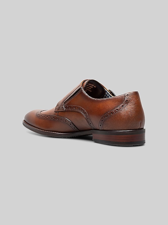 Stacy Adams Karson Leather Wingtip Monk Strap Dress Shoes