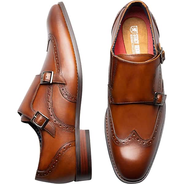 Stacy Adams Men's Karson Leather Wingtip Monk Strap Dress Shoes Cognac - Size: 11 D-Width TMW427Y10405