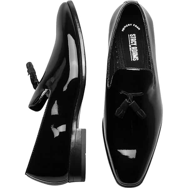 Stacy Adams Men's Phoenix Patent Tassel Plain Toe Formal Loafers Black - Size: 14 WIDE