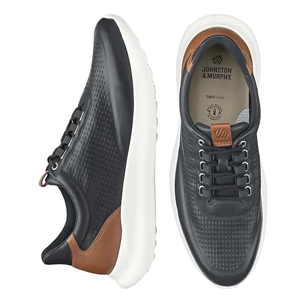 Johnston & Murphy Men's Johnston & Amp; Murphy Amherst 2.0 Leather Embossed U-Throat Sneakers Black - Size: 10.5 WIDE TMW428Y05W02