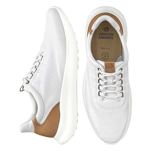 Johnston & Murphy Men's Johnston & Amp; Murphy Amherst 2.0 Leather Embossed U-Throat Sneakers White - Size: 11 D-Width TMW428Y10413