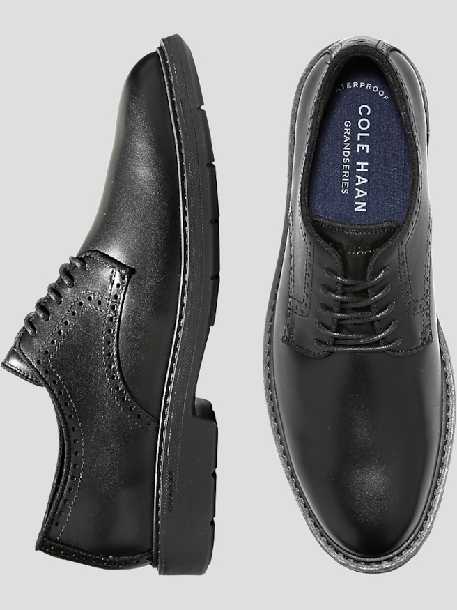 Cole Haan Men's Go-To Leather Waterproof Plain Toe Oxfords , Black