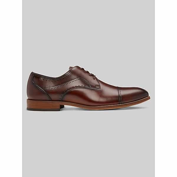 Stacy Adams Mens Bryant Leather Cap Toe Oxfords Brown