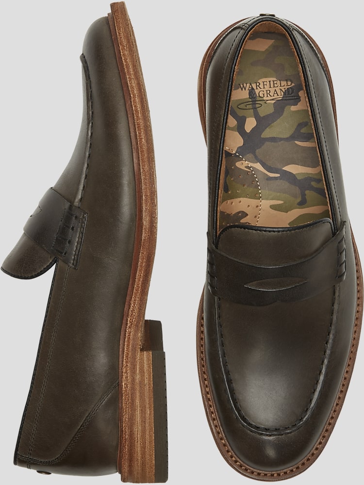 Warfield Grand Diggs Moc Toe Oiled Full Grain Leather Penny Loafers Dress Shoes Men s Wearhouse