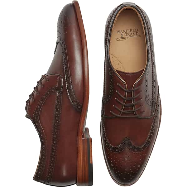 Warfield & Grand Men's Abby Italian Leather Wingtip Oxfords Cognac - Size: 10 D-Width TMW42B900405