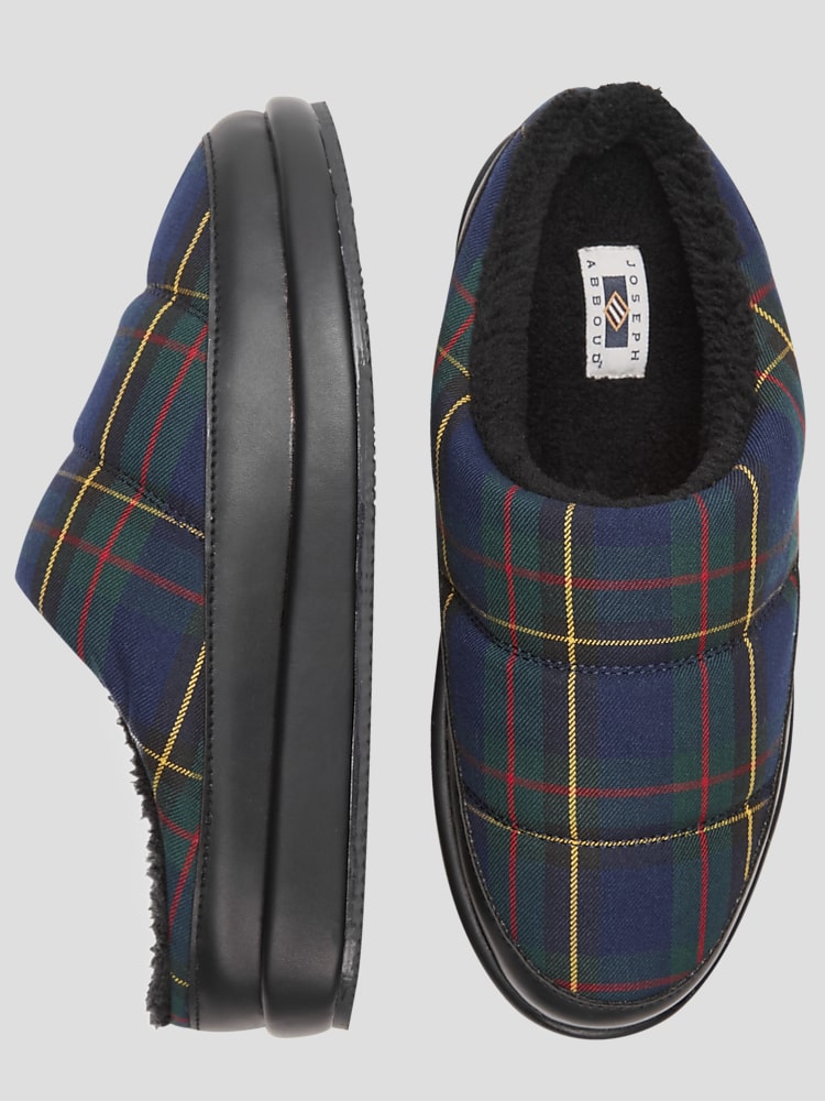 Men's plaid slippers discount