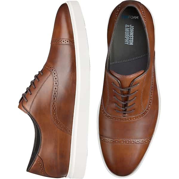 Johnston & Murphy Men's Johnston & Amp; Murphy Brody Leather Lace-Up Cap Toe Dress Sneakers Brown - Size: 13 D-Width TMW42BX30403