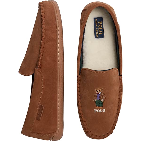 Polo Ralph Lauren Men's Moccasin Holiday Bear Slippers Snuff - Size: 13 D-Width