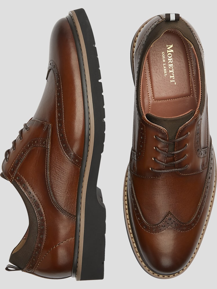 Moretti Moretti Bertram Wingtip Dress Shoes Cognac Casual Shoes