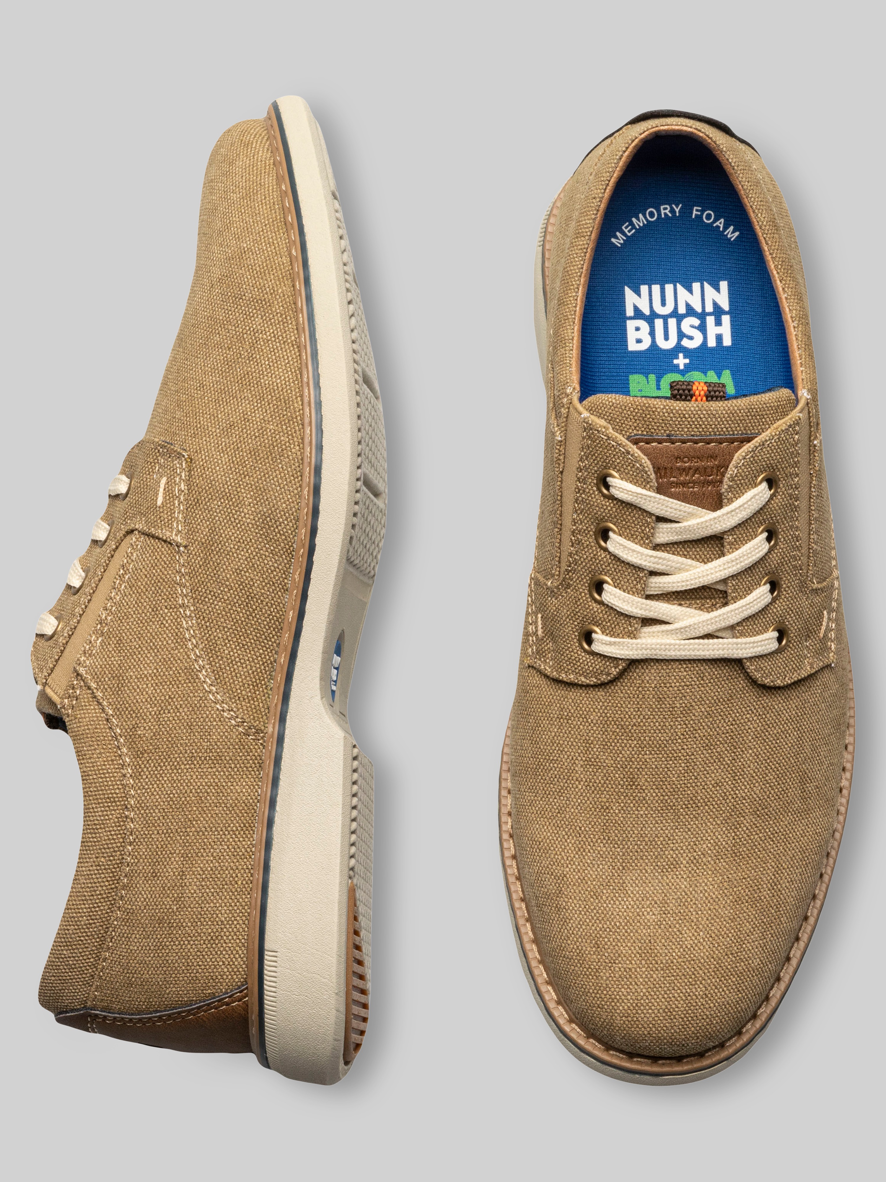 Nunn Bush Otto Canvas Plain Toe Oxfords, Blue Denim | Casual 