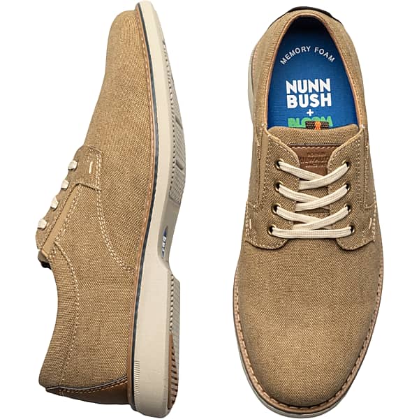 Nunn Bush Men's Otto Canvas Plain Toe Oxfords Khaki - Size: 12 D-Width TMW42EN20407