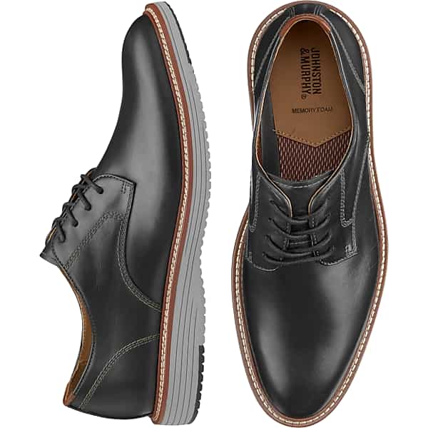 Johnston & Murphy Men's Johnston & Amp; Murphy Upton Leather Plain Toe Oxfords Black - Size: 8 WIDE TMW42GF08W02
