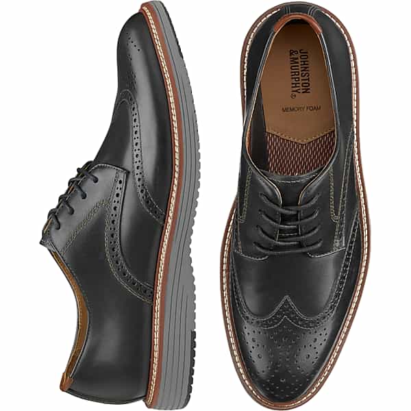 Johnston & Murphy Men's Johnston & Amp; Murphy Upton Leather Wingtip Oxfords Black - Size: 10.5 D-Width TMW42GL05402