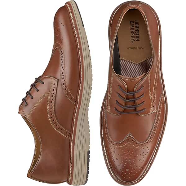 Johnston & Murphy Men's Upton Leather Wingtip Oxfords Tan - Size: 13 WIDE TMW42GL13W05
