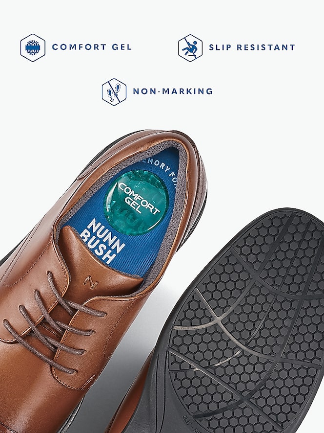 Nunn Bush KORE PRO Leather Plain Toe Oxfords