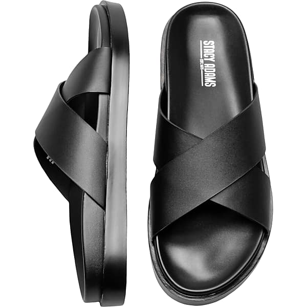 Stacy Adams Men's Montel Criss-Cross Strap Slide Sandals Black - Size: 15 D-Width