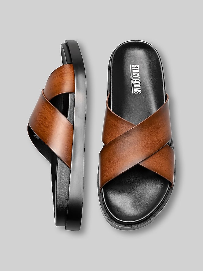 Stacy Adams Montel Criss-Cross Strap Slide Sandals