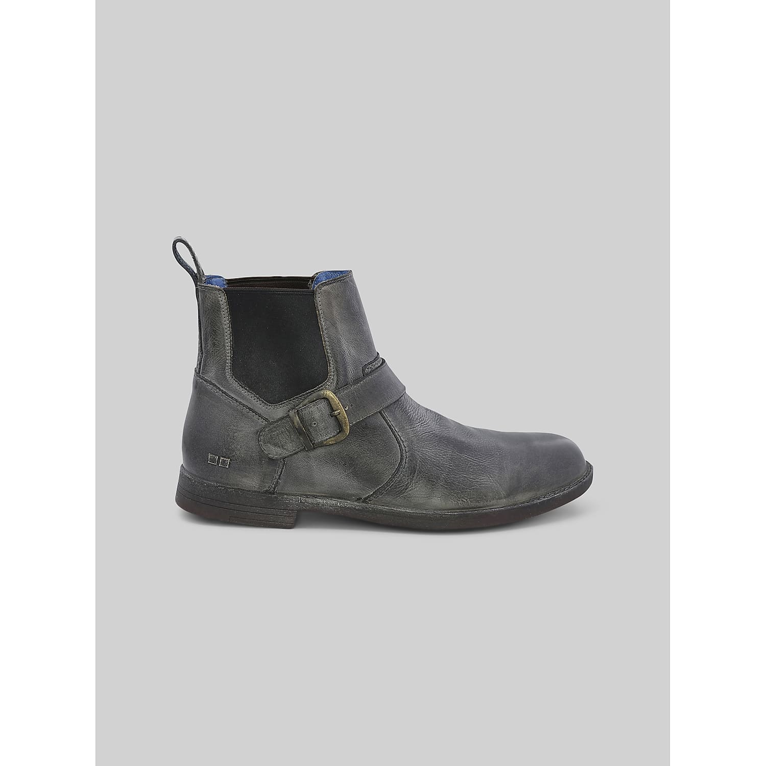 Bedstu Michelangelo Men’s Leather Chelsea Boots in Gray – Plain Toe Lace-Up Business Casual Boot, Size 11.5 D Width