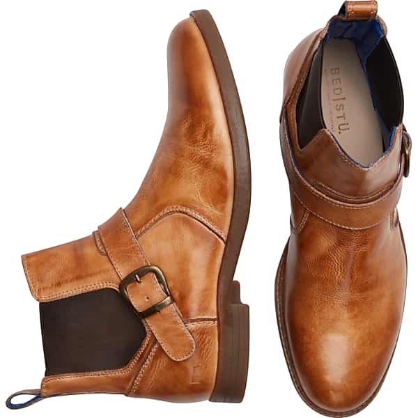 Bedstu Men's Michelangelo Leather Lace-Up Plain Toe Chelsea Boots Tan - Size: 11 D-Width
