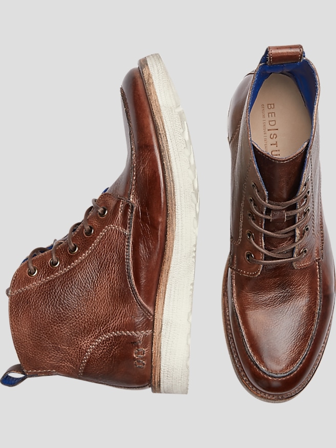 Bedstu Men's Lincoln Leather Apron Toe Lace-Up Boots , Brown