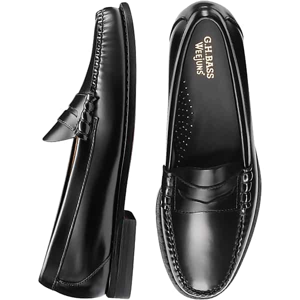 G.H.BASS Men's Larson Weejuns® Moc-Toe Slip-On Loafers Black - Size: 10 WIDE