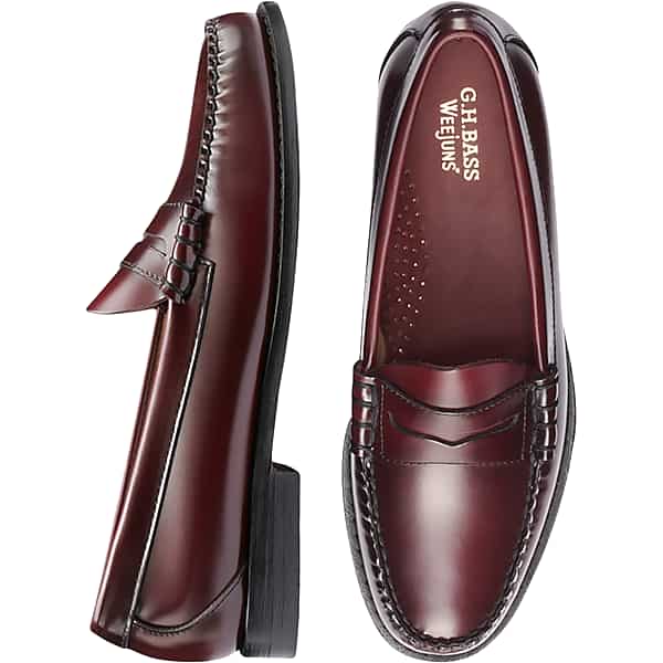 G.H.BASS Men's Larson Weejuns® Moc-Toe Slip-On Loafers Purple Wine - Size: 12 WIDE
