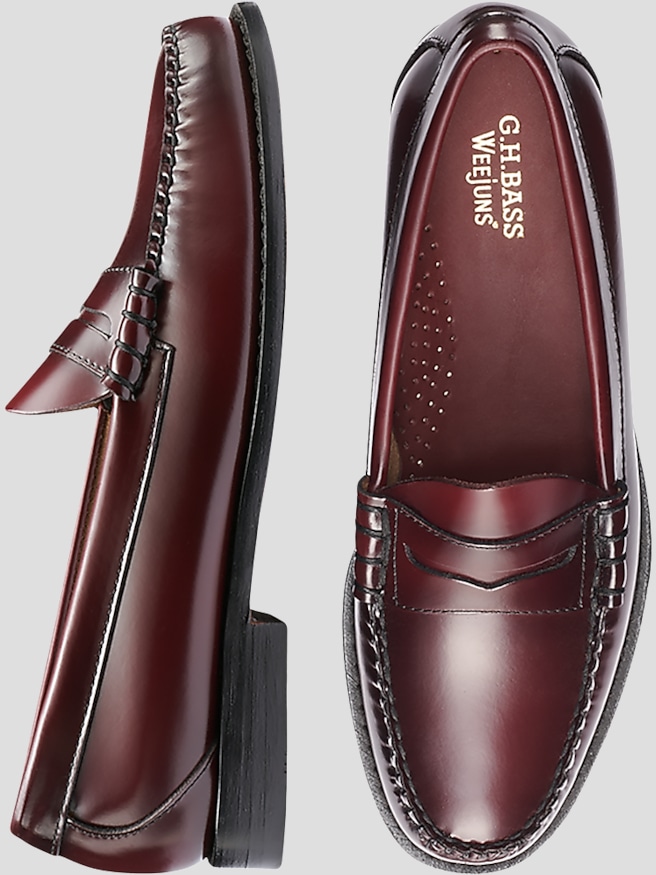 G.H.BASS Men's Larson Weejuns® Moc-Toe Slip-On Loafers Purple , Wine / Burgundy