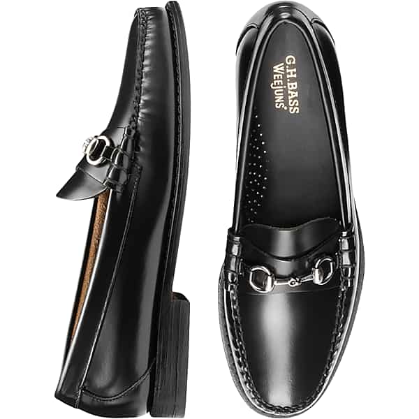G.H.BASS Men's Lincoln Bit Weejuns® Moc-Toe Slip-On Loafers Black - Size: 7.5 D-Width