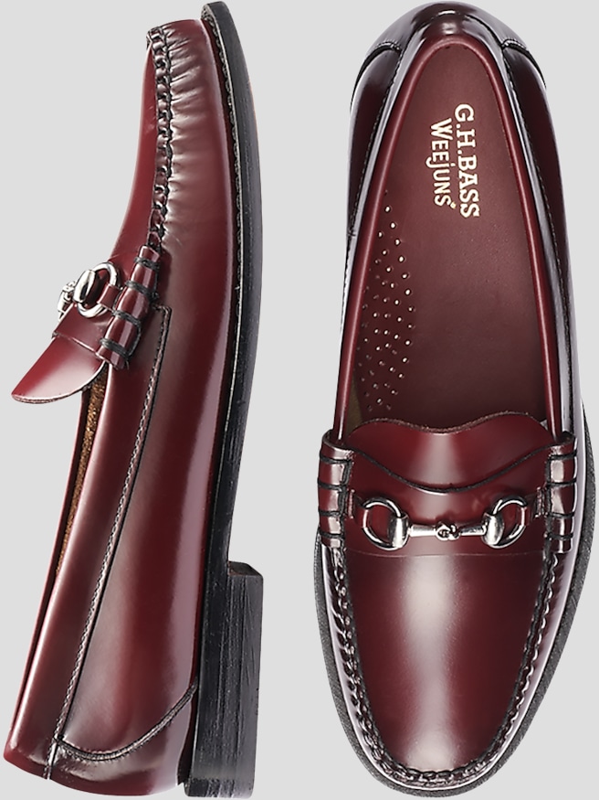 G.H.BASS Men's Lincoln Bit Weejuns® Moc-Toe Slip-On Loafers , Burgundy
