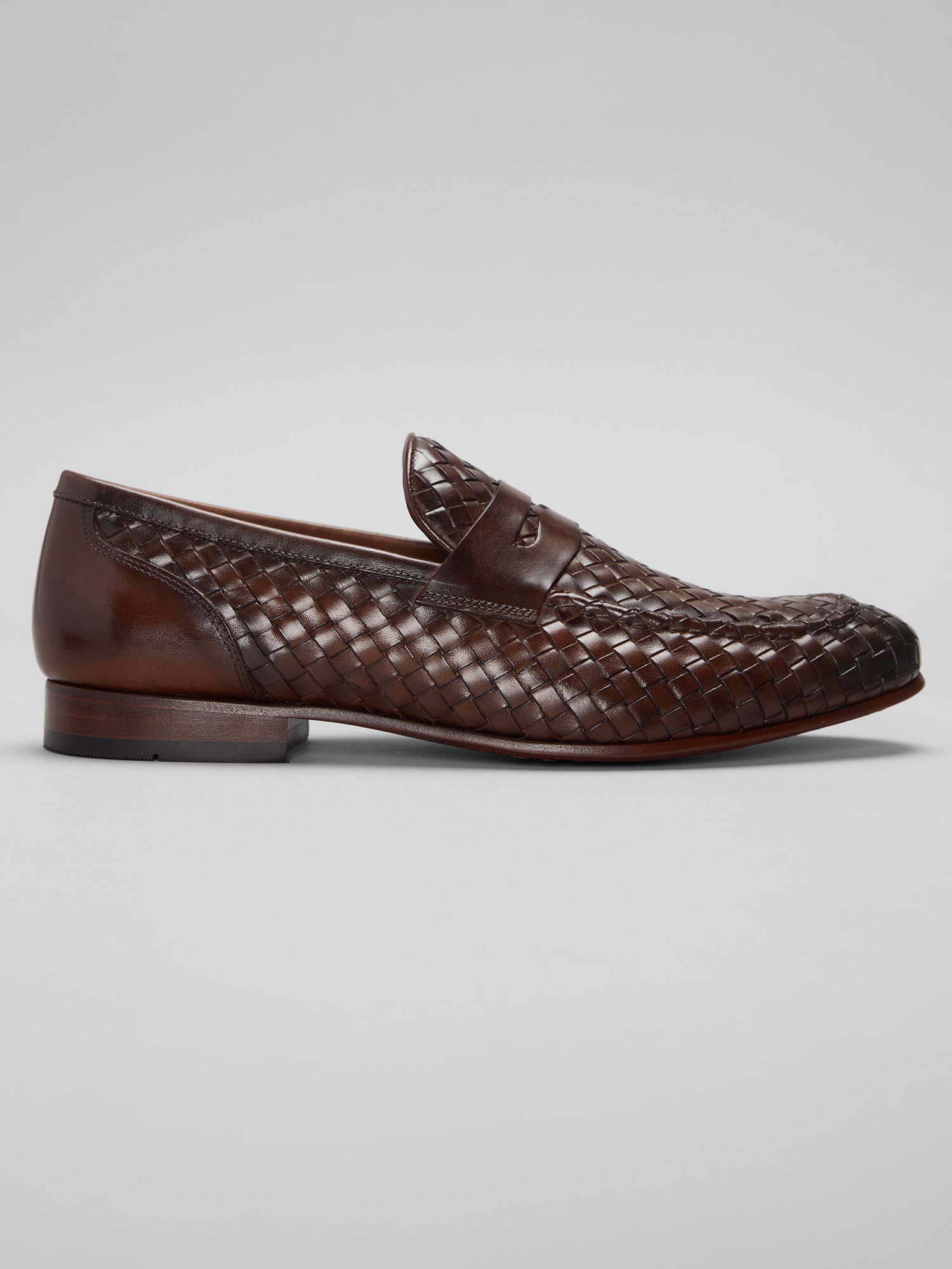 Men\'s Brown Woven Synthetic Classic Penny Loafers & Slip-On Dress Shoes The Grand Woven Leather Tan Men Shoe Penny Loafer — Dress  main image 2