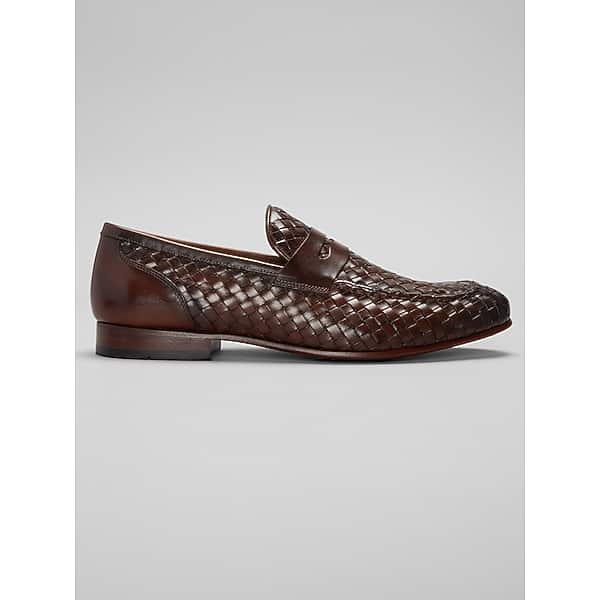 Belvedere Men's Luce Woven Penny Loafers Brown - Size: 12 D-Width
