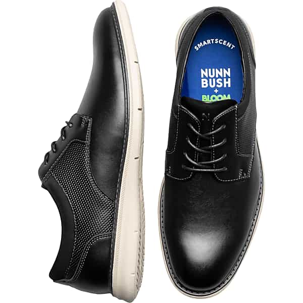 Nunn Bush Men's Chase Plain Toe Oxfords Black/White - Size: 11 WIDE TMW42M411W14