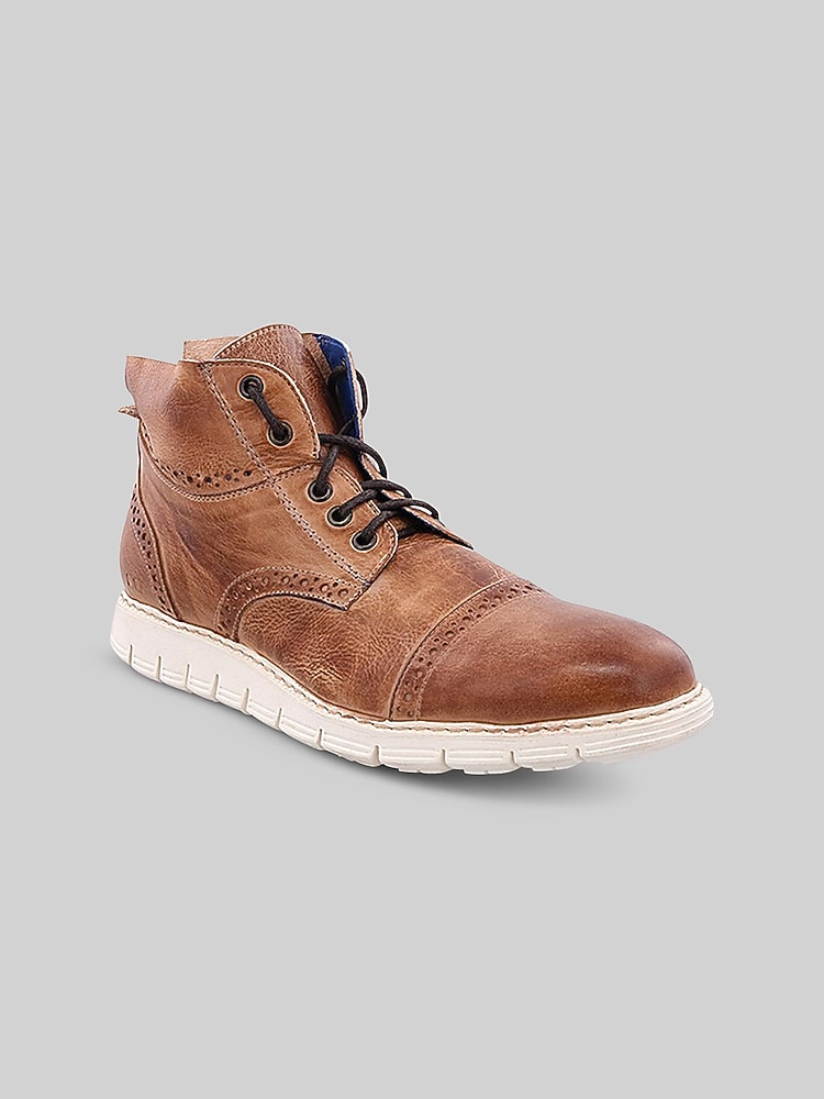 Bedstu Bowery II Leather Cap Toe High-Top Sneakers, Tan  display picture 3