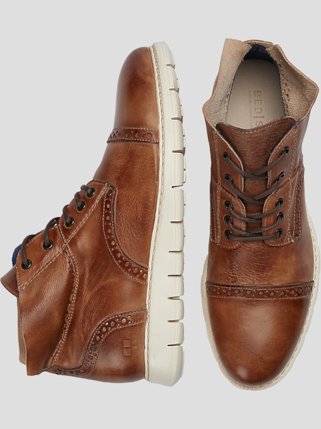 Bedstu Men's Bowery II Leather Cap Toe High-Top Sneakers , Tan