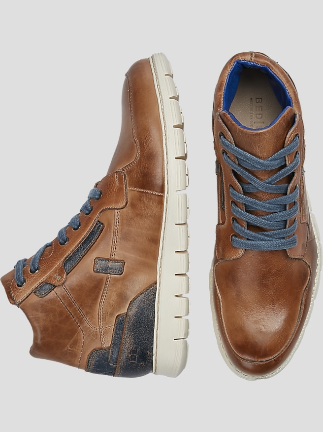 Bedstu Men's Galahad Leather Moc Toe High-Top Sneakers , Tan