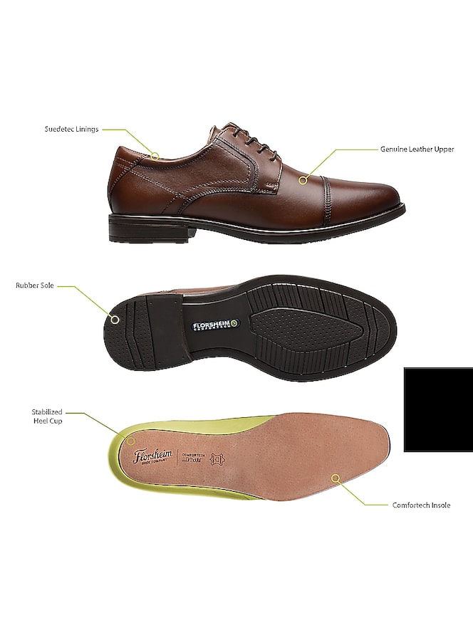 Florsheim Finance Leather Cap Toe Lace-up Oxfords