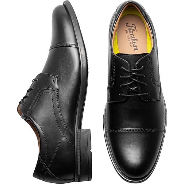 Florsheim Men's Finance Leather Cap Toe Lace-up Oxfords Black - Size: 12 D-Width TMW42P220402