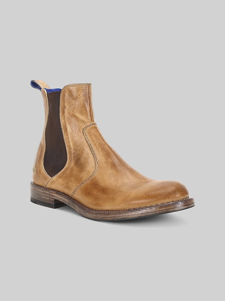 Bedstu Nando Leather Plain Toe Chelsea Boots, Cognac - Tan  display picture 3