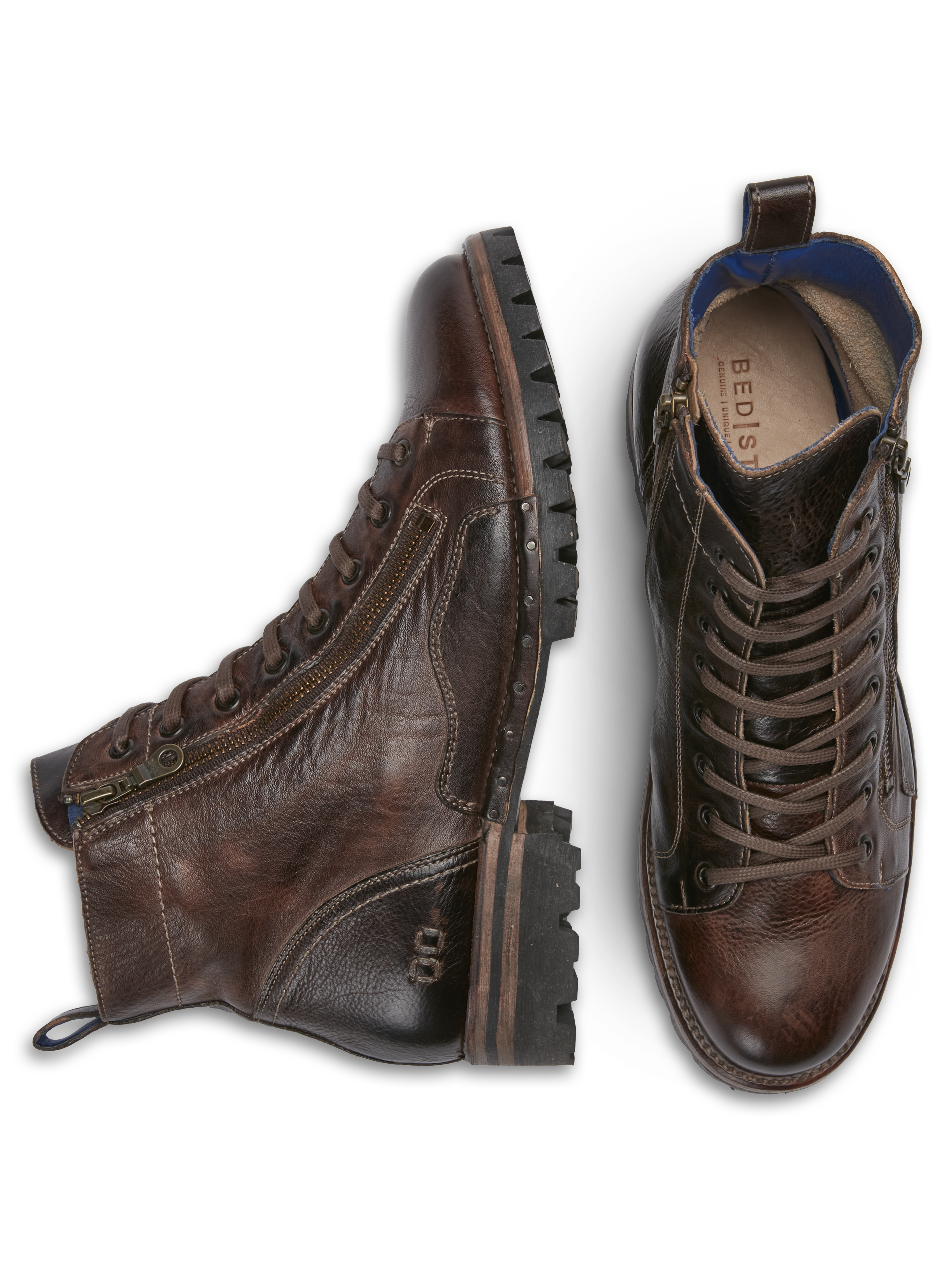 Old Bowen Trek Leather Side Zip Lace-up Boots