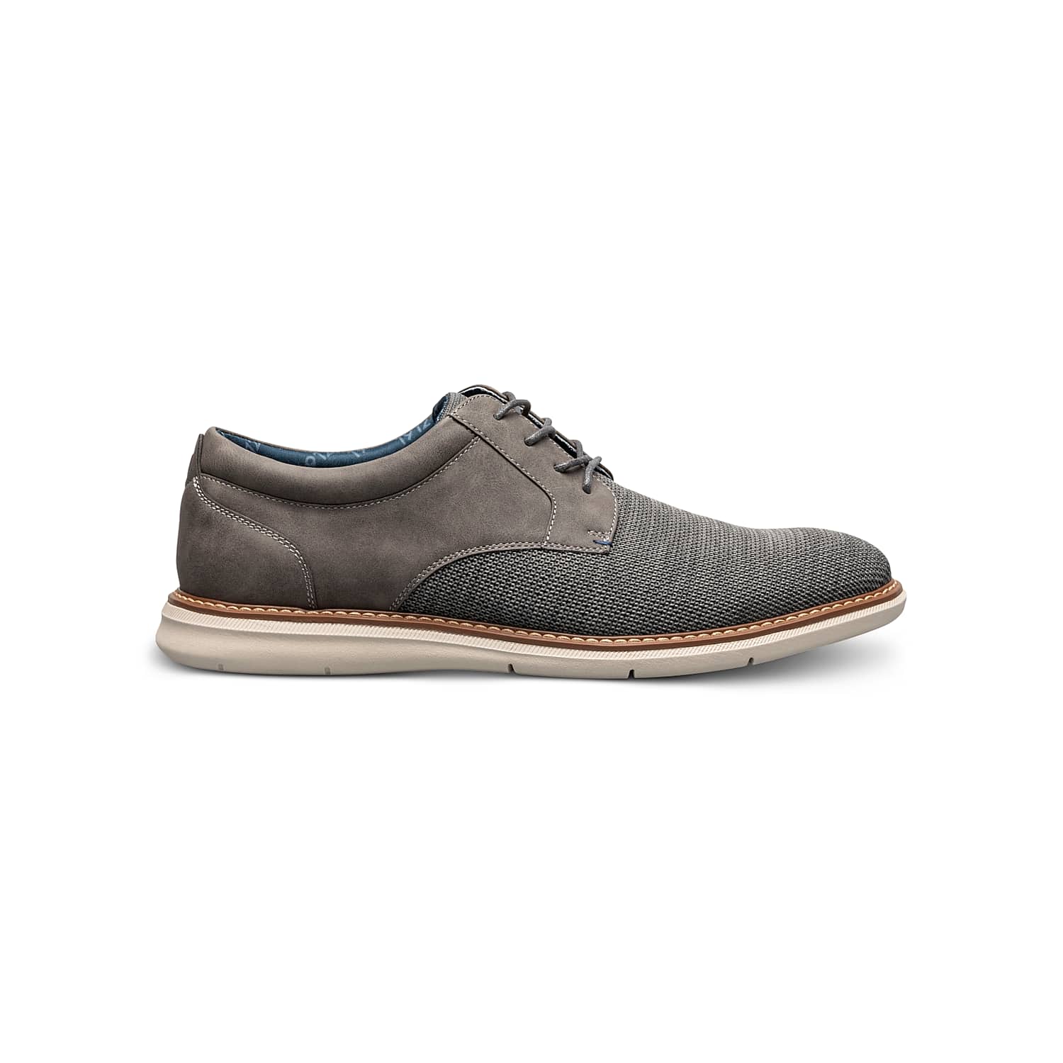 Nunn Bush Chase Knit Plain Toe Oxford Shoes in Gray – Men’s Dress Casual Lace-Up Sneakers, Size 8 D Width