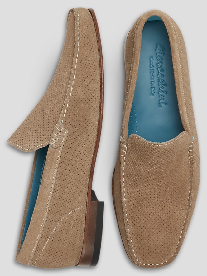 Giovacchini Diego Suede Perforated Moc Toe Loafers