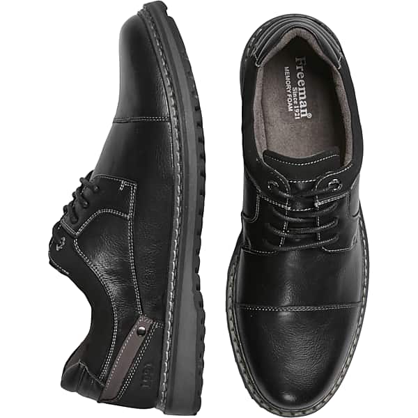 Freeman Men's Jason Cap Toe Lace Up Oxfords Black - Size: 9.5 WIDE