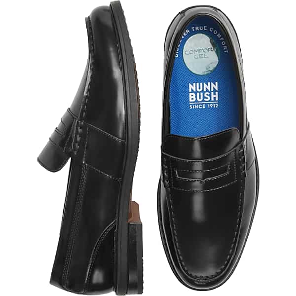 Nunn Bush Men's Lincoln Leather Moc Toe Penny Loafers Black - Size: 8 WIDE TMW42RH08W02